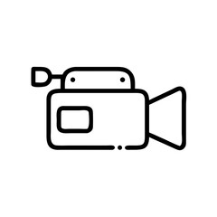 Outlined film camera with a viewfinder and a lens for shooting movies and capturing footage shown