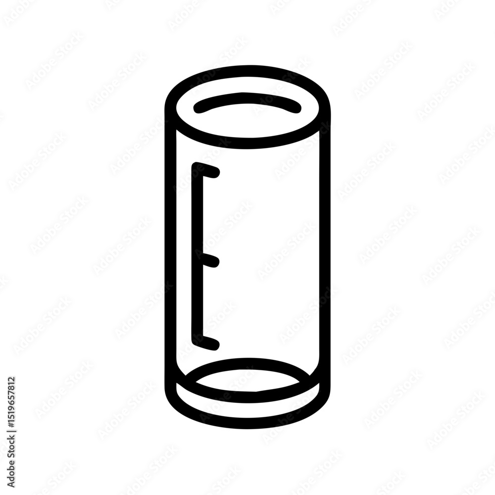Poster outline drawing of a cylindrical container with a measurement indicator on the side shown in black