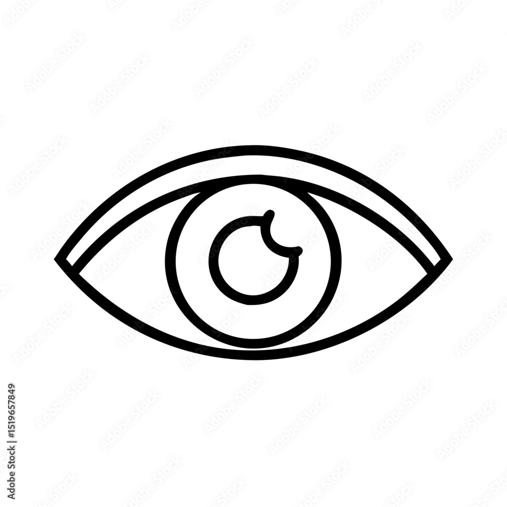 Poster simple graphic showing a human eye with a visible iris and pupil in a minimalist style design