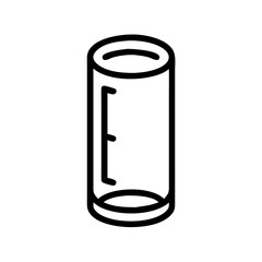 Outline drawing of a cylindrical container with a measurement indicator on the side shown in black