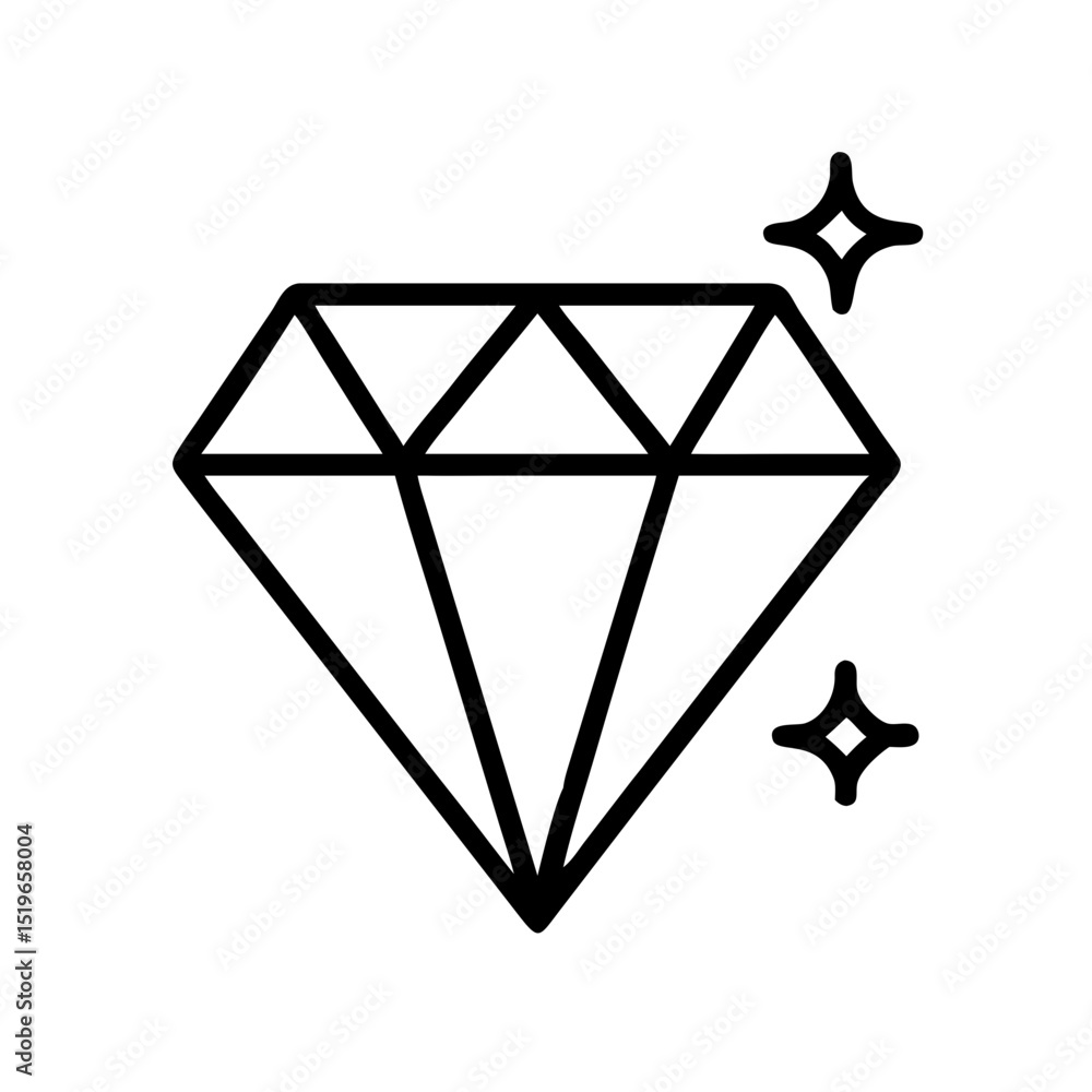 Poster a simple graphic depiction of a gem with sparkles emphasizing its brilliance and attractiveness over