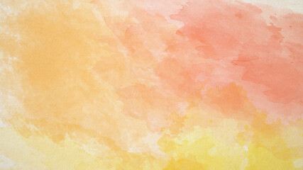 Fototapeta premium Abstract Pastel Orange Yellow Watercolor Texture Old Brown Paper Brush Background - Soft Artistic Paint Wash for Creative Design, Summer, and Warm Banners