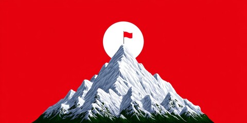 a minimalist icon of a flag on a mountain peak symbolizing a work milestone achievement