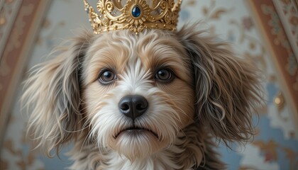 Adorable Crowned Dog A Royal Pet Portrait and Adorable Companion