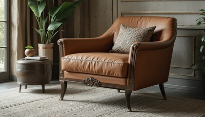 effortless style.  With its sleek design and opulent accents, this mid-century modern armchair radiates elegance.  An essential element for any sophisticated home