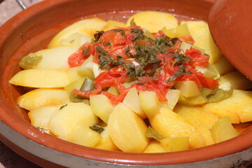Homemade Tajine Close Up, Fresh Moroccan Tagine
