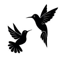 Obraz premium Hummingbird Silhouette Vector – Elegant Flying Birds Illustration for Print, Craft, and Design