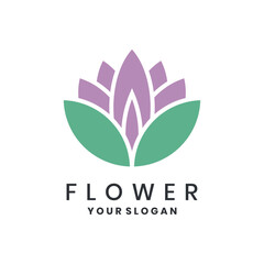 Modern flower logo with petals and leaves