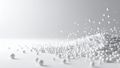 Abstract arrangement of white spheres on a white backdrop, study in minimalist design