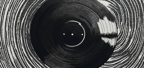 Vinyl record scratch in stipple detail with zine photocopy noise pattern
