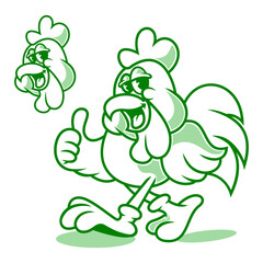 awesome chicken rooster retro cartoon