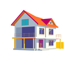 Colorful modern house illustration for architecture and home design concept