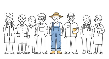 Diverse professionals standing together, symbolizing unity and equality, for websites and presentations