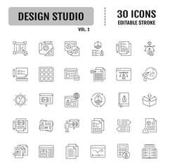 Design studio line icon set. Editable stroke. Vector illustration © ARIF MIFTAHUL ANWAR