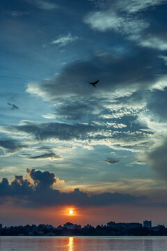 sunset over the river 
