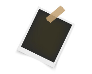 Classic Polaroid Frame Mockup with Transparent Background and Soft Shadow for Scrapbooking or Poster Art