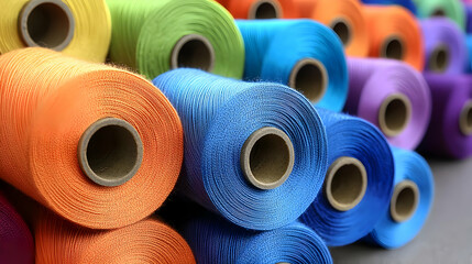 Colorful Thread Rolls Close Up