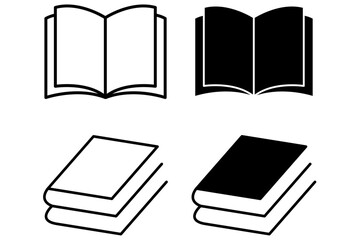 Book icon set. Book icon set with stroke. Open and close book icon set with white background, set of books icon vector. Book, vector, symbols,