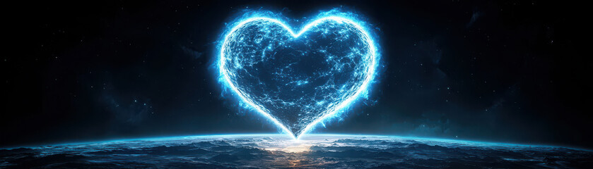 Glowing heart shaped moon illuminates new world, creating magical atmosphere