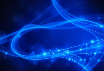Abstract flowing blue lines and particles creating a dynamic modern digital background