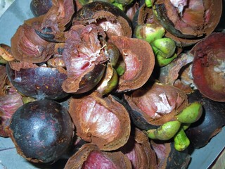 Close up of Mangoesteen Peels, tropical fruits
