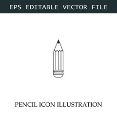 Pencil Icon Black and White Vector Design Image Illustration

