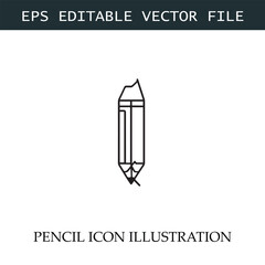 Pencil Icon Black and White Vector Design Image Illustration
