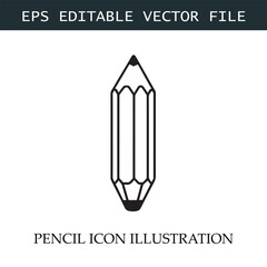 Pencil Icon Black and White Vector Design Image Illustration
