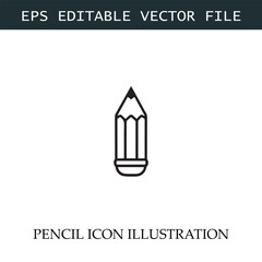 Pencil Icon Black and White Vector Design Image Illustration

