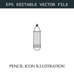 Pencil Icon Black and White Vector Design Image Illustration

