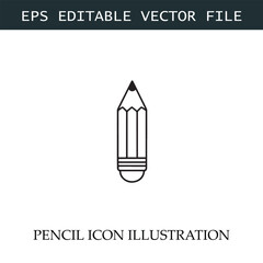Pencil Icon Black and White Vector Design Image Illustration
