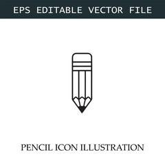 Pencil Icon Black and White Vector Design Image Illustration
