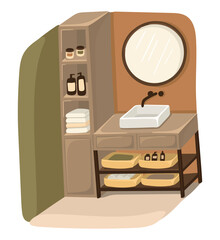 Cozy bathroom corner. Home interior. Vector.