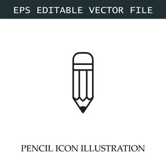 Pencil Icon Black and White Vector Design Image Illustration
