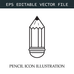 Pencil Icon Black and White Vector Design Image Illustration
