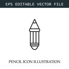 Pencil Icon Black and White Vector Design Image Illustration
