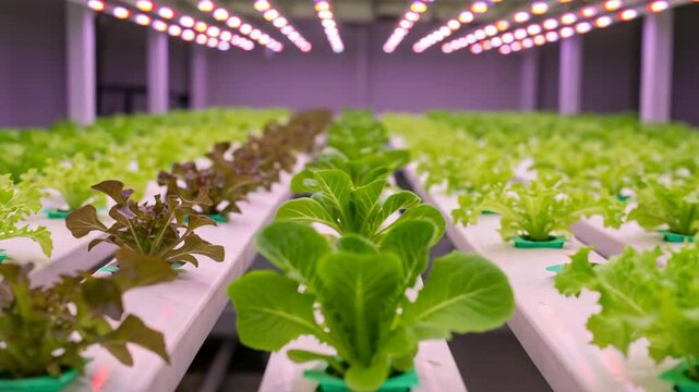 Indoor Hydroponic Farm, Growing Organic Lettuce