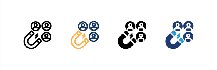 User Engagement icon set multiple style collection. Vector illustration.