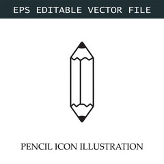 Pencil Icon Black and White Vector Design Image Illustration
