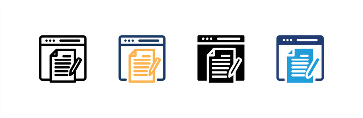 Copywriter icon set multiple style collection. Vector illustration.