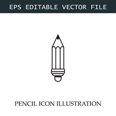 Pencil Icon Black and White Vector Design Image Illustration
