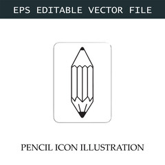 Pencil Icon Black and White Vector Design Image Illustration
