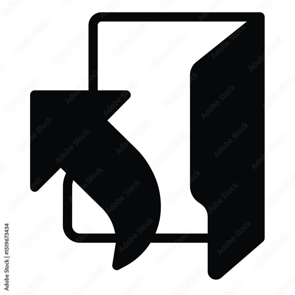 Poster folder with shortcut solid icon, windows pack concept. vector graphics. up arrow linked folder sign 