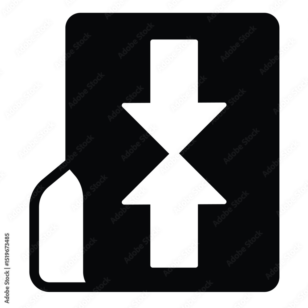 Poster compressed folder solid icon, windows pack concept. vector graphics. folder with two arrows inside, 