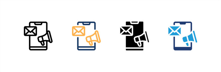 Mobile Marketing icon set multiple style collection. Vector illustration.