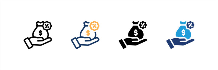 Commission icon set multiple style collection. Vector illustration.