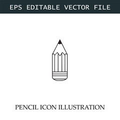 Pencil Icon Black and White Vector Design Image Illustration
