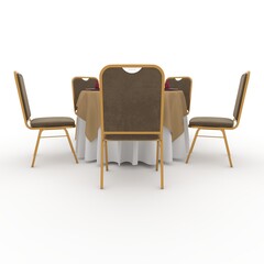 Fototapeta premium 3d render Banquet Table and Chair design element Furniture