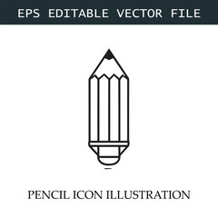 Pencil Icon Black and White Vector Design Image Illustration
