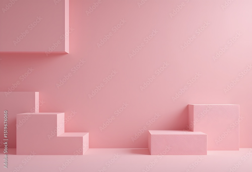Poster soft pink background blocks for marketing. calm minimal design suitable for product display. beautif